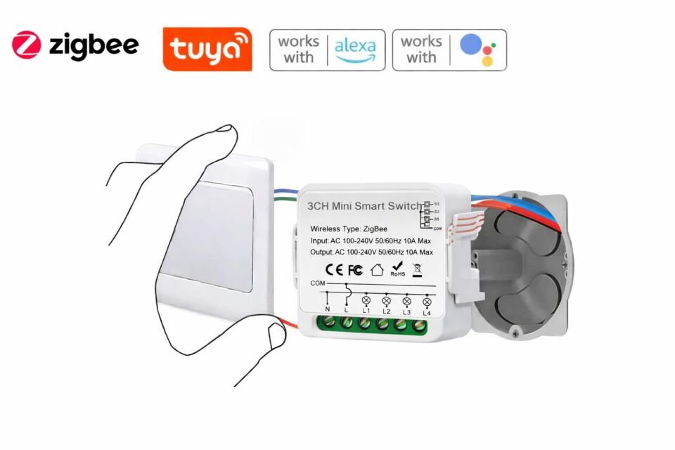 Tuya Zigbee 3 çıkışlı Mini Akıllı Röle