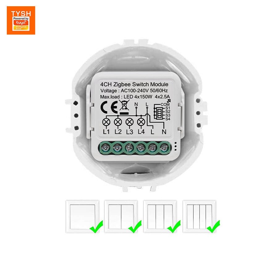 Tuya Zigbee 4 Çıkışlı Mini Akıllı Röle